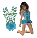 Woman kneels on flower