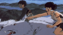 Ashitaka and San with two wolves.