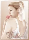Woman with pink rose