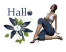 Woman is sitting on flower
