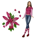 Woman stands to flower