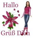 Woman stands to flower