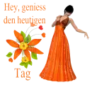 Woman stands to flower