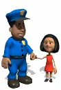 police officer helping child