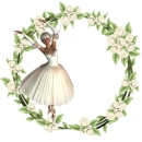 Woman stands in the flower wreath