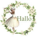 Woman stands in the flower wreath