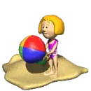girl playing with beach ball