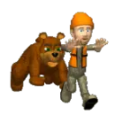 hunter running from bear