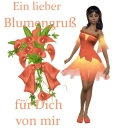 Woman stands to flower