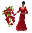 Woman stands to flower