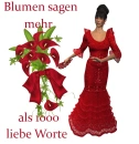 Woman stands to flower