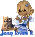 Jean loves it, blue doll