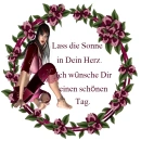 Woman sits in the flower wreath