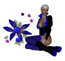 Woman is sitting on flower