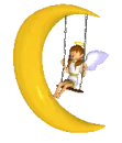 angel swinging on the moon