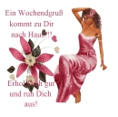 Woman is sitting on flower