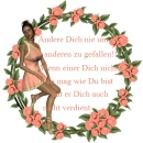 Woman sits in the flower wreath
