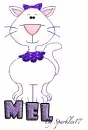 Cute Kitty with purple bow - Mel