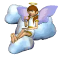 angel drinking tea