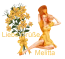 Woman is sitting on flower