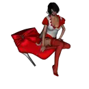 Woman sits on shoe