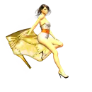 Woman sits on shoe