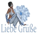 Woman is sitting on flower