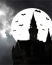 haunted house and bats