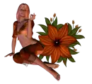 Woman sits in the flower