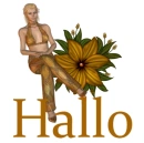 Woman is sitting on flower