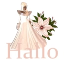 Woman stands on flower