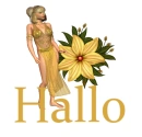 Woman stands on flower
