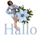 Woman stands on flower