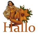 Woman kneels on flower