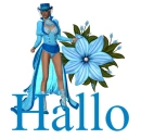 Woman stands on flower