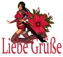 Woman kneels on flower