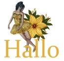 Woman stands on flower