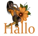Woman is sitting on flower