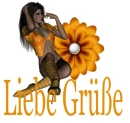 Woman is sitting on flower