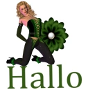 Woman kneels on flower
