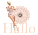 Woman stands on flower