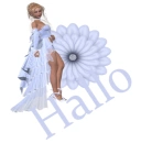 Woman stands on flower