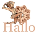 Woman kneels on flower