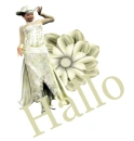 Woman stands on flower