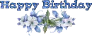 Happy Birthday - Blue Flowers