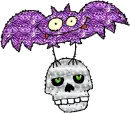 halloween bat and skull