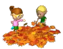 playing in autumn leaves