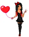 Girl with rainbow heart balloon
