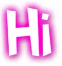 blue and pink "hi"