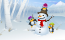 Chrismasman and penguins